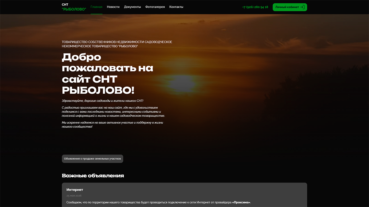 Один из вариантов внешнего вида сайта